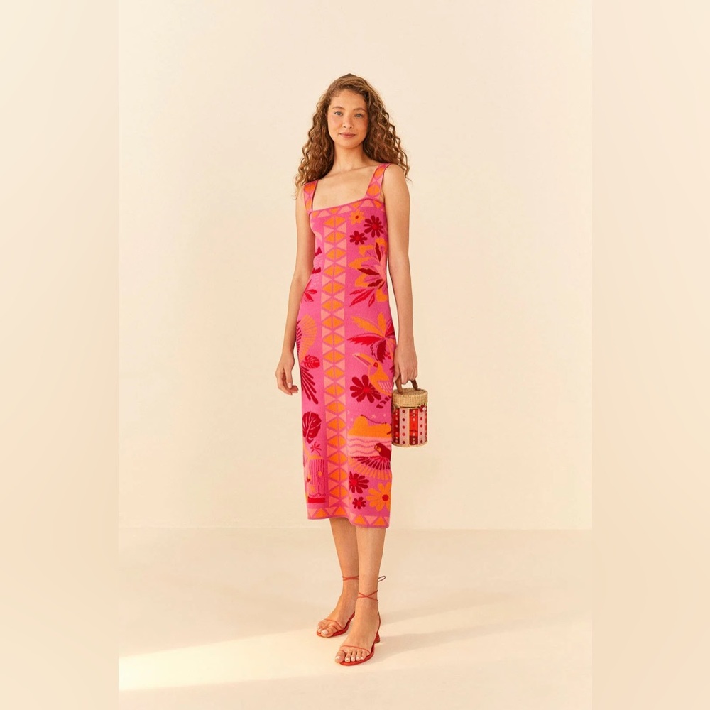 Farm Rio Rio Tiles Midi Knot Dress